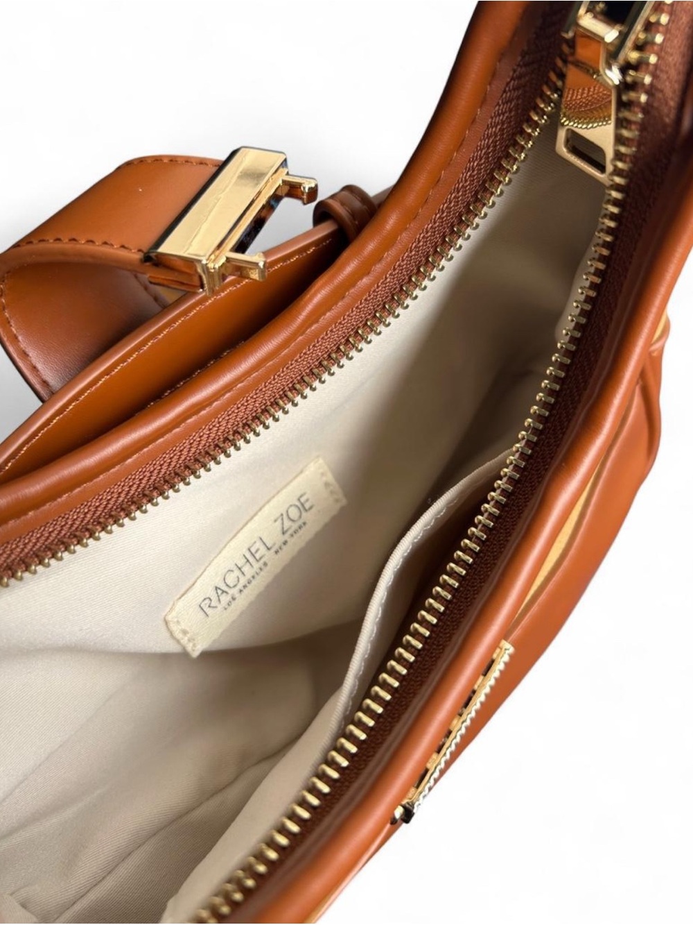 Rachel Zoe Two-Tone Tan & Cream Shoulder Bag with Gold Chain Accent - Picture 7 of 7
